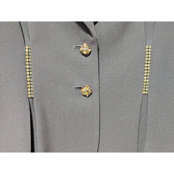 Allen B. Schwartz Women's Brown Polyester Rhinestone Trimmed Pant Suit Size 2 - Picture 2 of 9